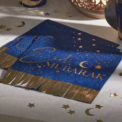 navy-and-gold-eid-mubarak-fringe-napkins-x-16|EID-101|Luck and Luck| 1