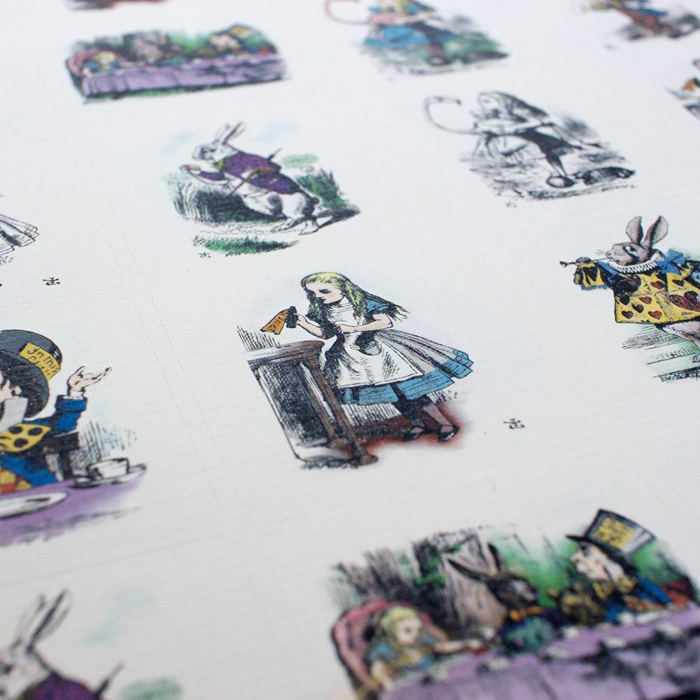 colour-black-and-white-mixed-alice-in-wonderland-sticker-sheet-35-stickers|LLAIWLST3|Luck and Luck| 1