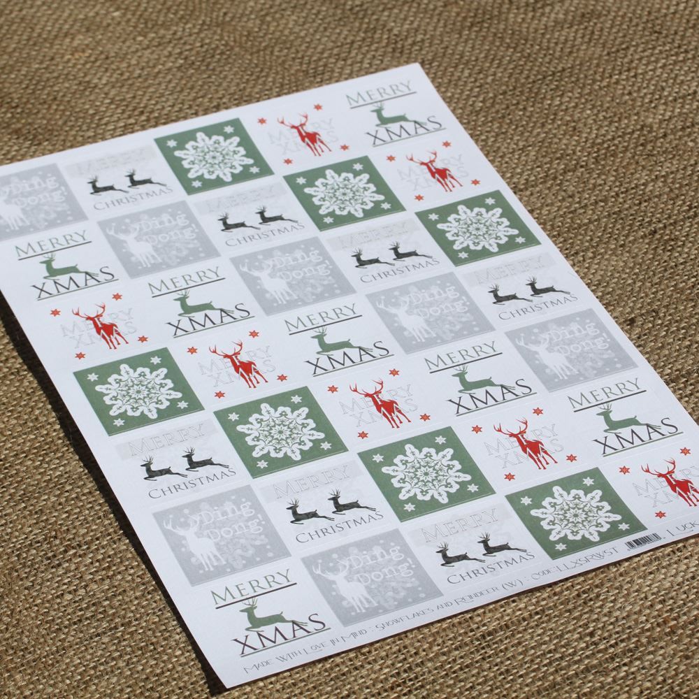 christmas-stickers-snowflake-and-reindeer-in-white-green-x-35-xmas|LLXSRWST|Luck and Luck| 6
