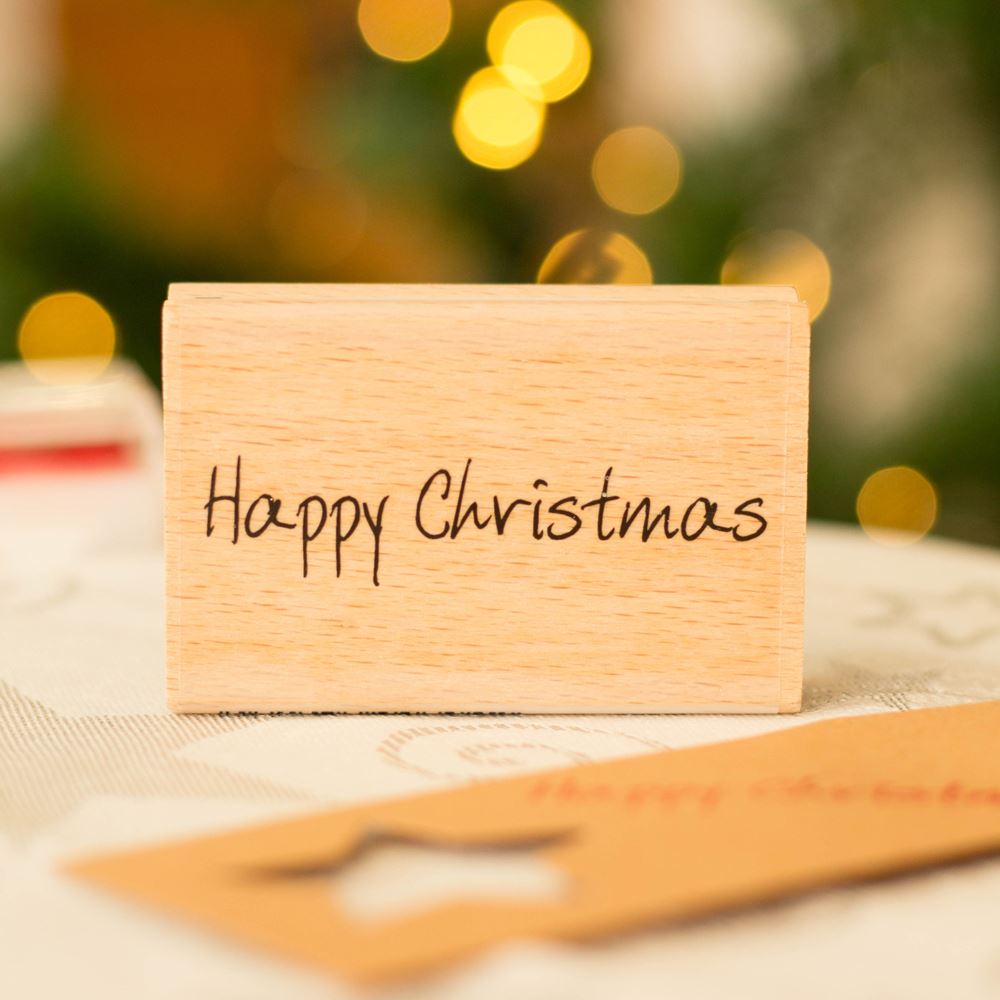 scribbled-happy-christmas-wood-mounted-rubber-ink-stamp|1012B|Luck and Luck| 1