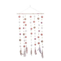 hanging-pink-brown-and-white-pom-pom-backdrop-home-decor|82020|Luck and Luck|2
