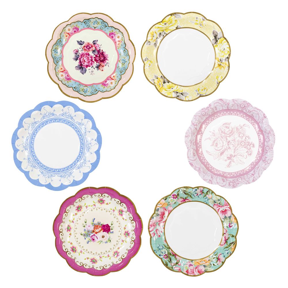 small-vintage-style-alice-in-wonderland-floral-paper-plate-pack-of-12|TS6VINTAGEPLATE|Luck and Luck|2
