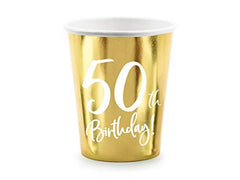 50th-birthday-gold-paper-party-cups-decorations-x-6|KPP7350019M|Luck and Luck| 1