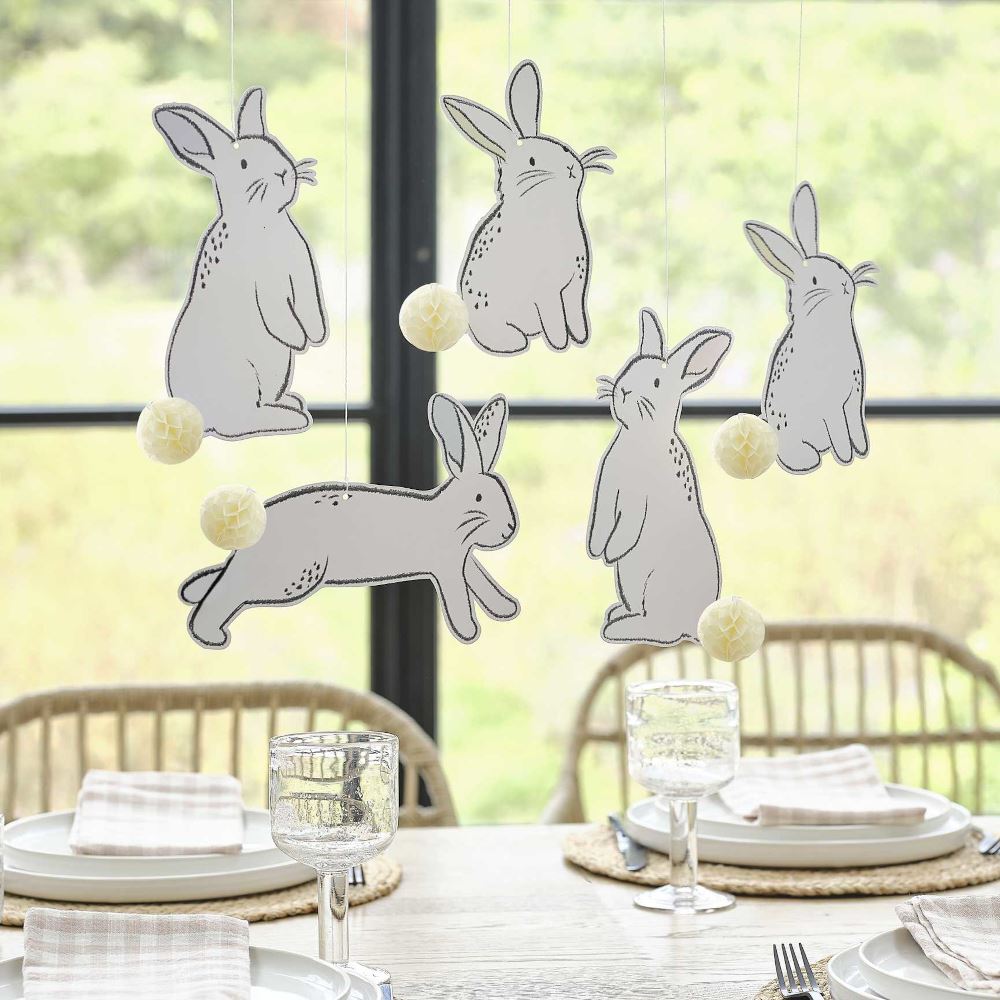 hanging-easter-bunny-decorations-with-honeycomb-tails-x-5|BN-103|Luck and Luck| 1