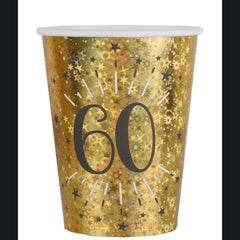 black-and-gold-age-60-paper-party-cups-x-10|678800000060|Luck and Luck| 1