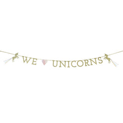 we-heart-unicorns-garland-bunting-x-3m-unicorn-birthday-party-decoration|UNICORNGARLAND|Luck and Luck| 1
