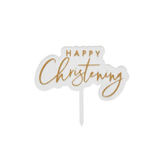 gold-happy-christening-clear-acrylic-cake-topper-decoration|HBHC106|Luck and Luck|2