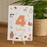 forest-animals-birthday-age-4-sign-and-easel|LLSTWFOREST4A4|Luck and Luck| 1