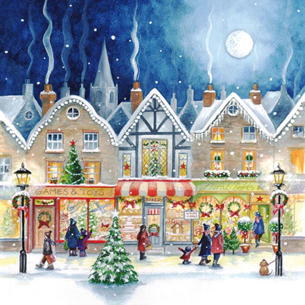 20-christmas-snowy-town-scene-lunch-paper-napkins-3-ply|PJ310703|Luck and Luck| 1