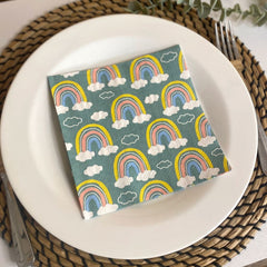 green-napkins-with-rainbows-paper-lunch-napkins-large-x-20|L 910920|Luck and Luck| 1