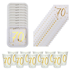 gold-70th-party-pack-with-plates-napkins-and-cups|LLGOLD70PP|Luck and Luck| 1