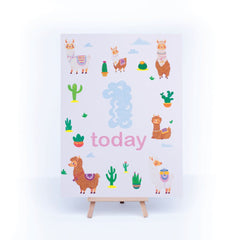 llama-age-1-birthday-sign-and-easel|LLSTWLLAMA1A4|Luck and Luck| 3