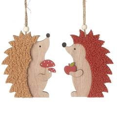 christmas-autumn-hanging-wood-and-fabric-hedgehogs-decorations-x-2|TPQ160|Luck and Luck| 1