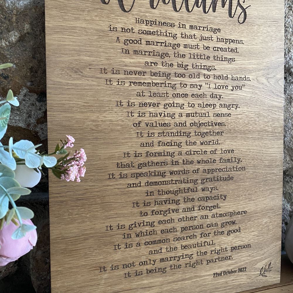 oak-veneer-personalised-wedding-plaque-keepsake-gift|LLWWWEDPLAQUE|Luck and Luck| 3