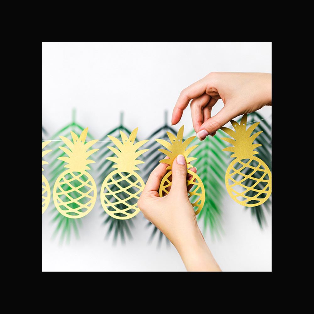 gold-pineapple-paper-garland-2m-tropical-party-decoration|GL6|Luck and Luck| 1