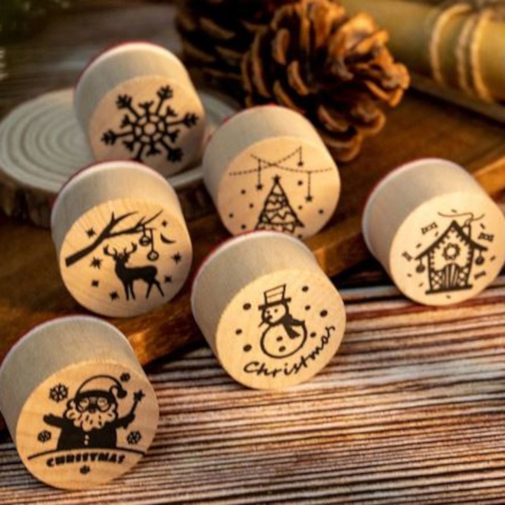 set-of-6-mini-christmas-rubber-stamps-festive-craft|LLXMASSTAMPSETX6|Luck and Luck| 1