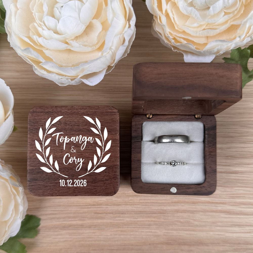 personalised-square-ring-box-2-ring-slots-white-insert-design-1|LLUVRB2WD1|Luck and Luck| 1