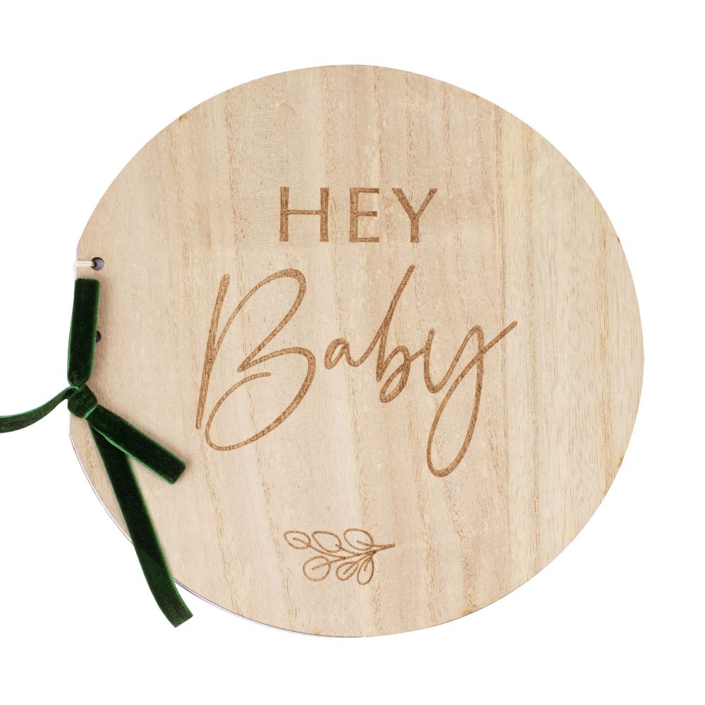 wooden-hey-baby-shower-guest-book-keepsake-botanical-baby|BAB107|Luck and Luck|2