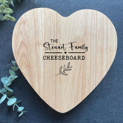 personalised-heart-wooden-cheese-board-botanical-design-gift|LLWW7836D2|Luck and Luck| 1