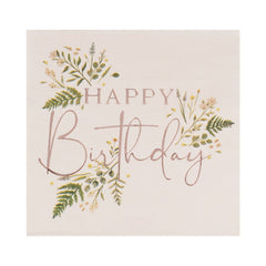 floral-blush-pink-happy-birthday-paper-party-napkins-x-16|TEA619|Luck and Luck|2