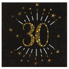 age-30th-birthday-black-gold-paper-napkins-x-20|679000000030|Luck and Luck| 1