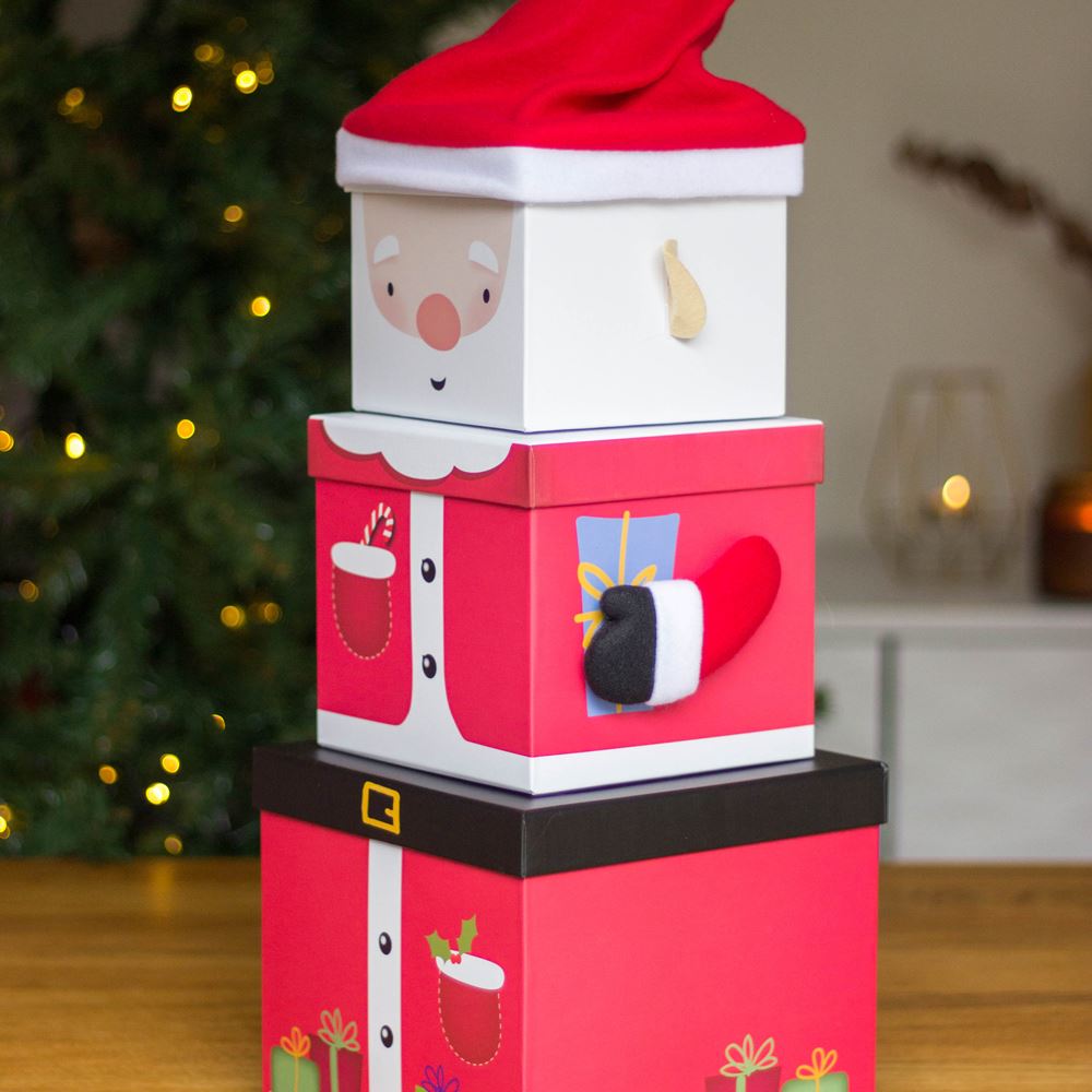 stackable-santa-christmas-gift-boxes-3-tier-set|X-31064-BXC|Luck and Luck|2