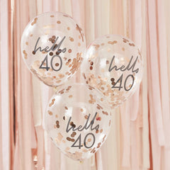 hello-40-rose-gold-confetti-birthday-balloons-x-5|MIX108|Luck and Luck| 1
