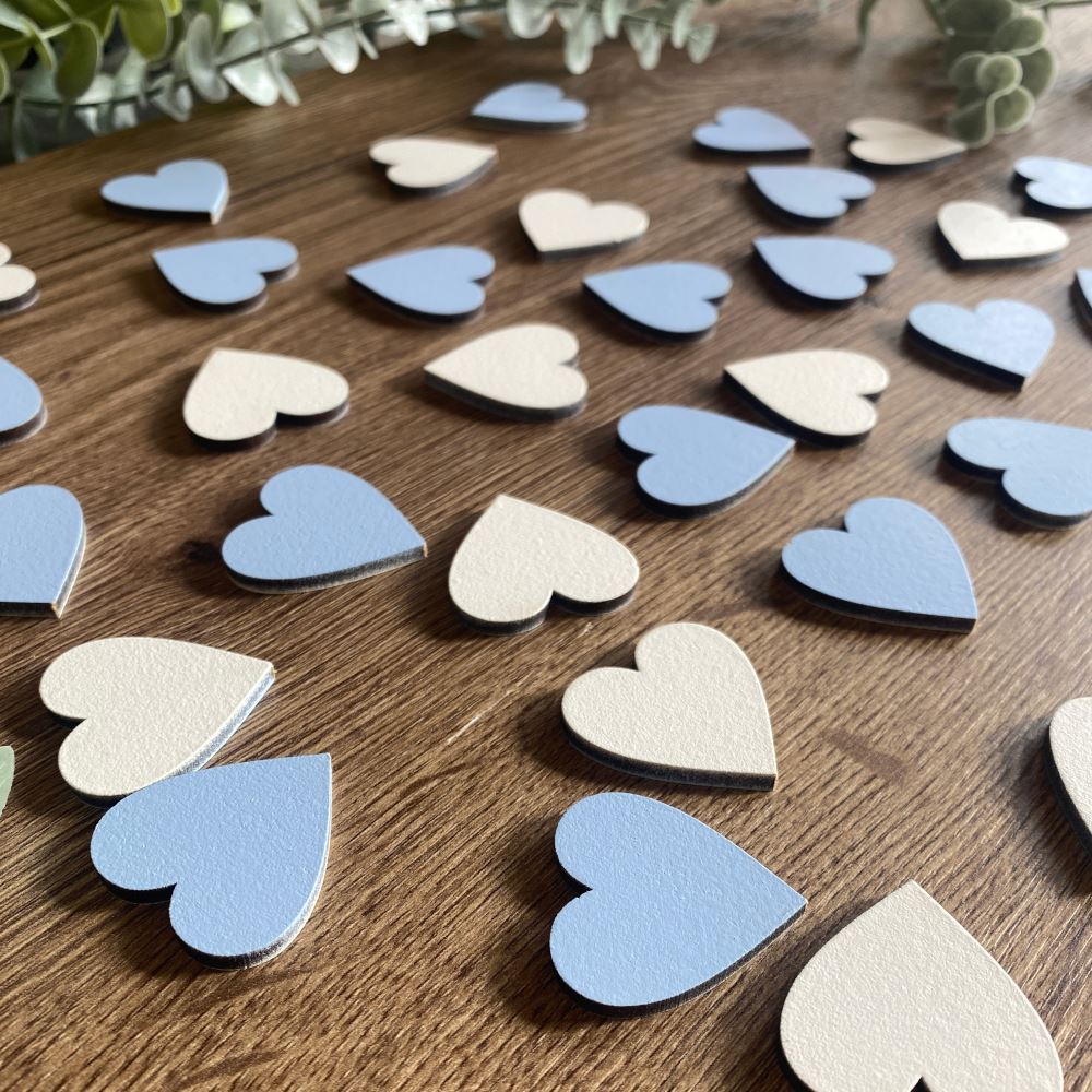 small-white-drop-top-frame-35-wooden-hearts-easel-guest-book-idea|LLDROPTOPHEARTWH|Luck and Luck|2