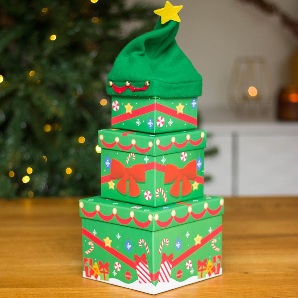 stackable-christmas-tree-gift-boxes-3-tier-set|X-31100-BXC|Luck and Luck|2