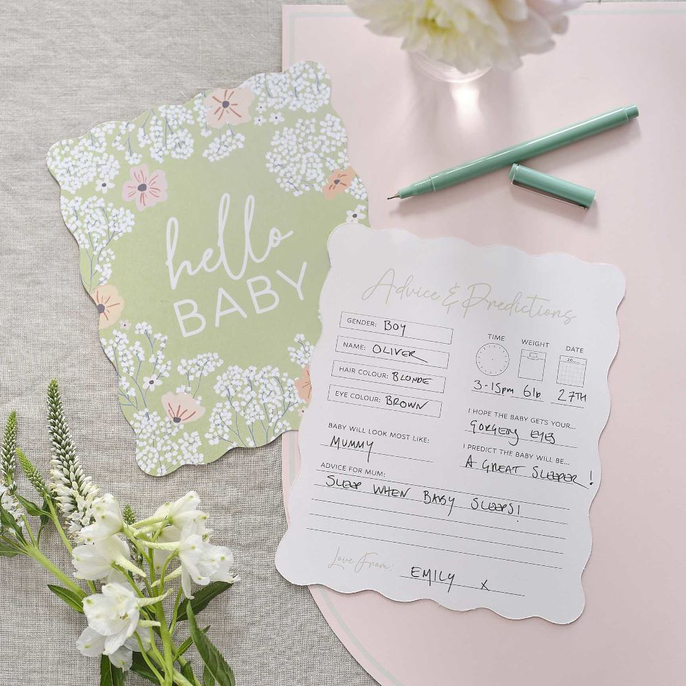 floral-baby-shower-advice-and-prediction-cards-x-10|FLB-106|Luck and Luck| 1