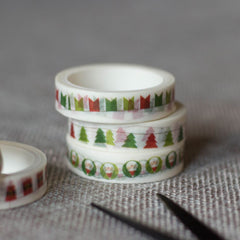 green-christmas-washi-paper-tape-x-5-decorative-craft-tape|XMAS005|Luck and Luck| 1