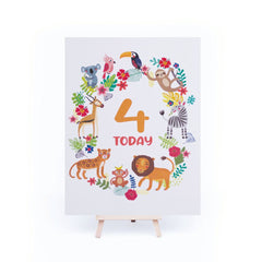 rainforest-age-4-birthday-sign-and-easel|LLSTWRAINFOREST4A4|Luck and Luck| 3