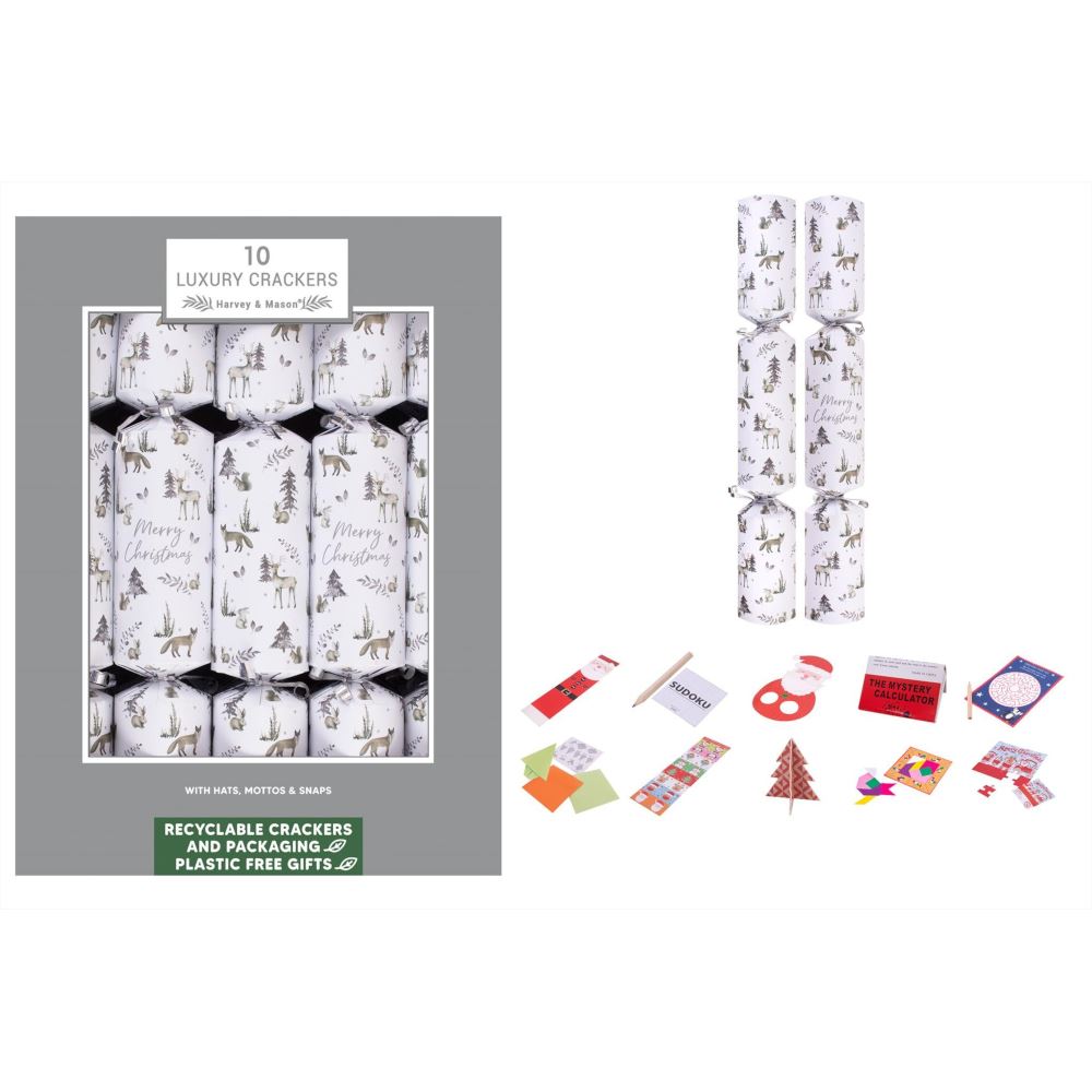 10-silver-woodland-christmas-crackers-festive-table|XM6433|Luck and Luck| 6