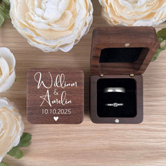 personalised-square-ring-box-2-ring-slots-black-insert-design-10|LLUVRB2BD10|Luck and Luck| 1
