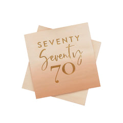 gold-foil-seventy-70th-birthday-peach-ombre-napkins-x-16|HBMB115|Luck and Luck|2