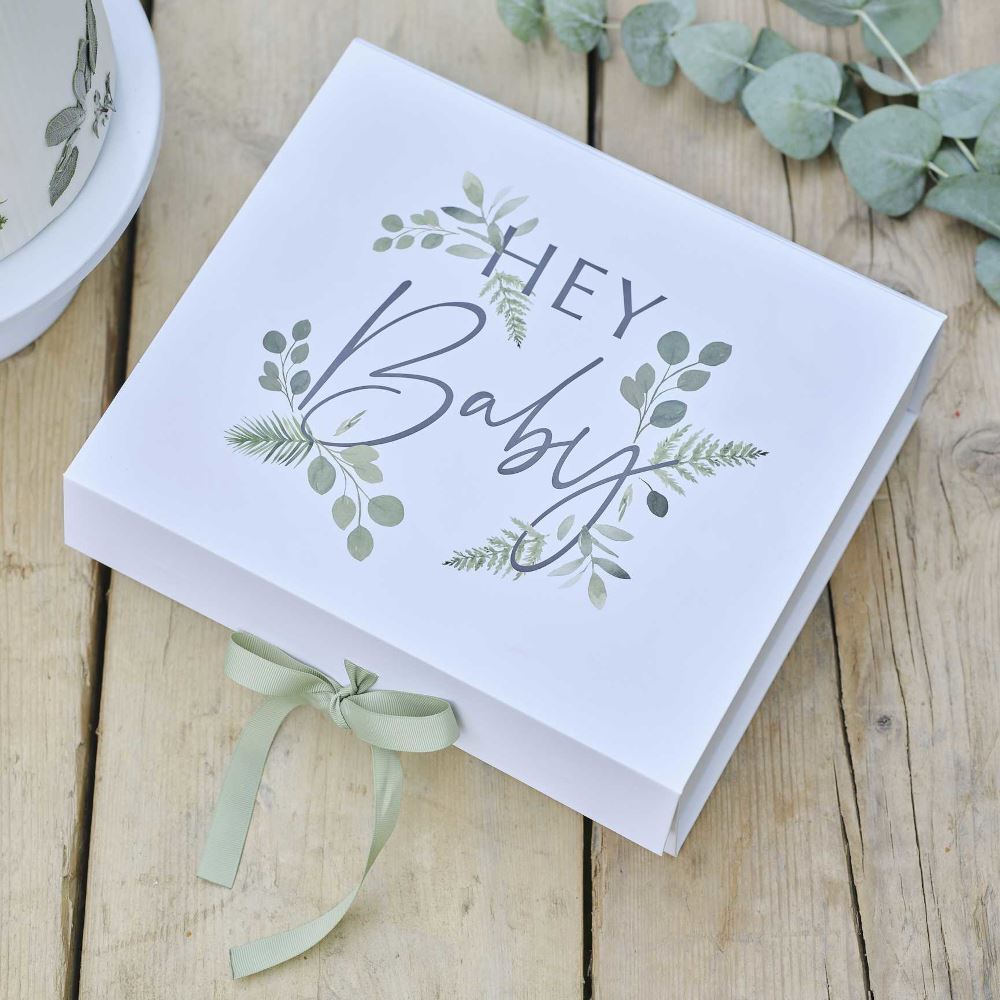 baby-shower-botanical-gift-box-hey-baby-keepsake-box|BBA-105|Luck and Luck| 1