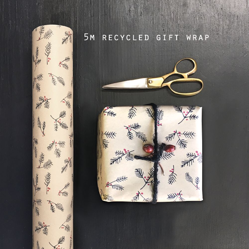 east-of-india-berry-branches-christmas-kraft-wrapping-paper-5m|3761V2|Luck and Luck| 1