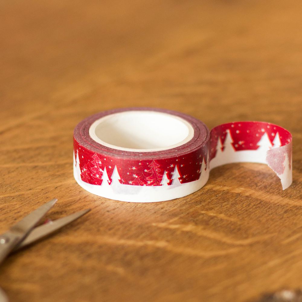 red-sky-snow-scene-washi-tape-10m|LLREDSNOWSCENEWASHI|Luck and Luck| 1