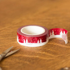 red-sky-snow-scene-washi-tape-10m|LLREDSNOWSCENEWASHI|Luck and Luck| 1