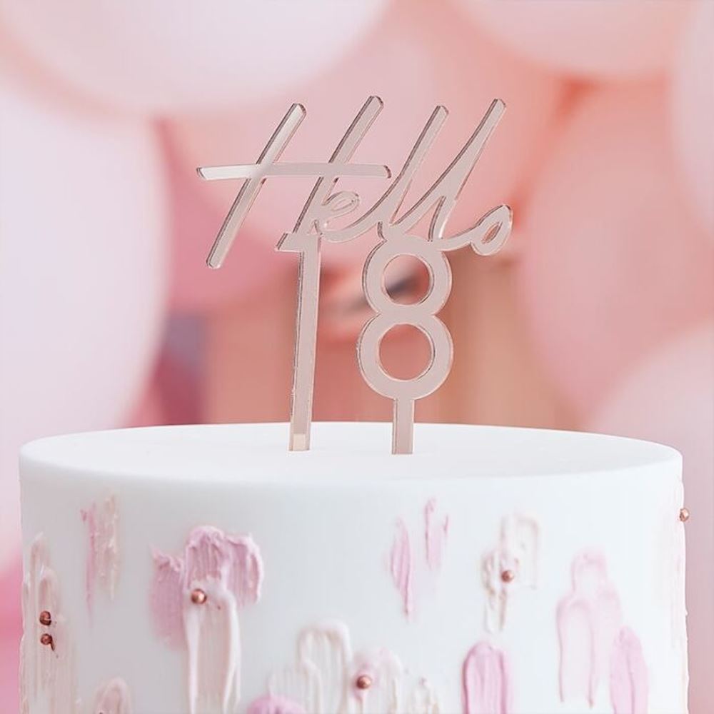 rose-gold-cake-topper-hello-18-18th-birthday-party|MIX-303|Luck and Luck| 1