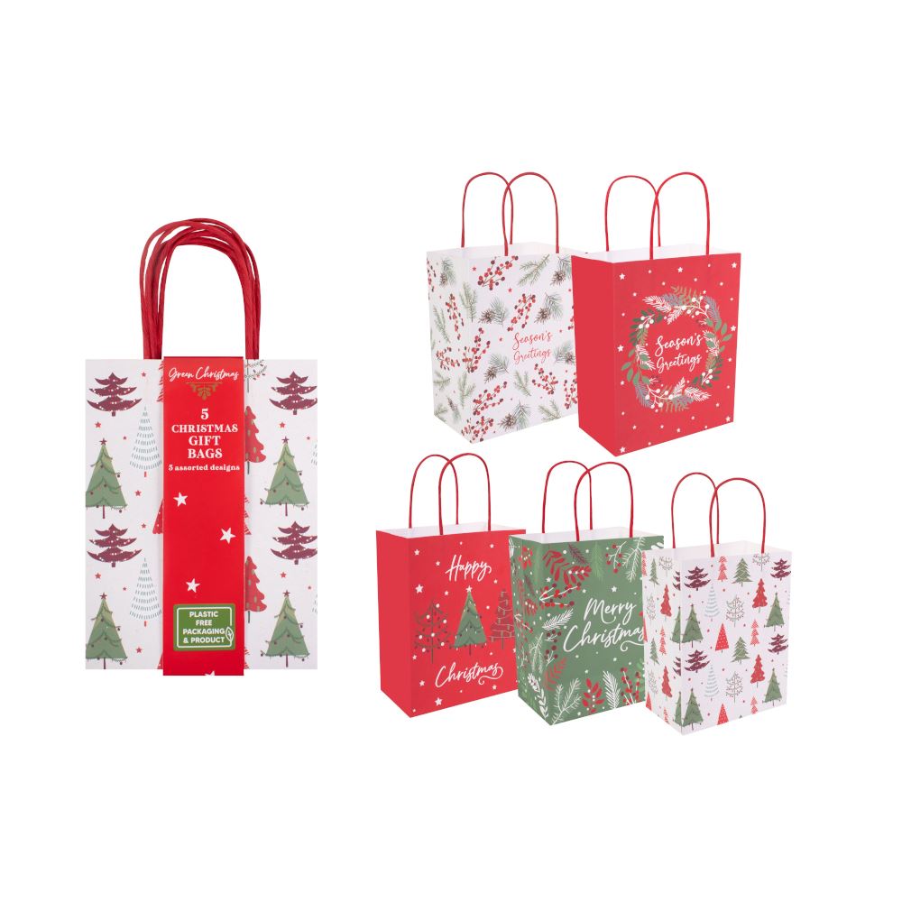 5-assorted-christmas-gift-bags-with-handles|XM6523|Luck and Luck|2