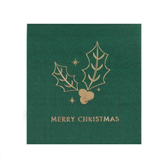 green-merry-christmas-cocktail-napkins-x-16|TRAD317|Luck and Luck|2