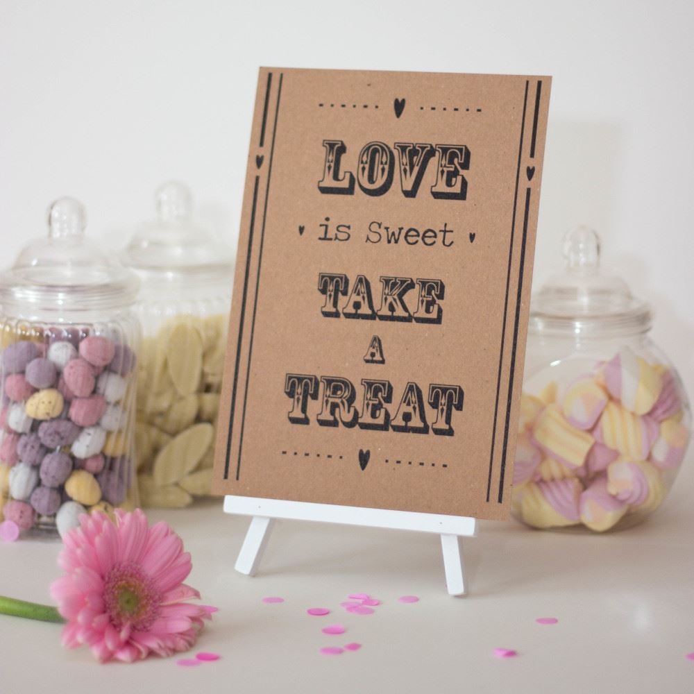 candy-sweet-bar-sign-kraft-brown-love-is-sweet-sign-and-easel-stand-wedding-v2|LLSTKLIS|Luck and Luck| 1