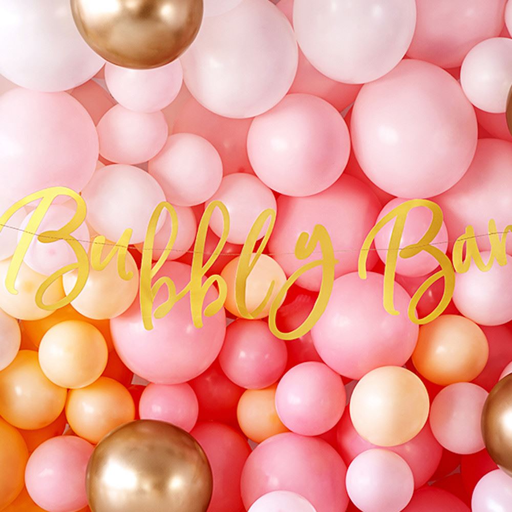 bubbly-bar-gold-party-banner-birthday-hen-party-banner-2m|GRL6019|Luck and Luck| 1