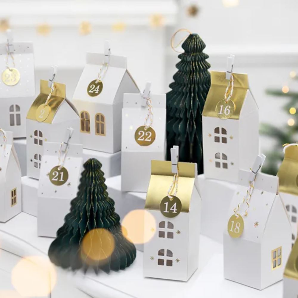 gold-diy-advent-calendar-houses-christmas-advent-fill-your-own-boxes|KA6|Luck and Luck| 1