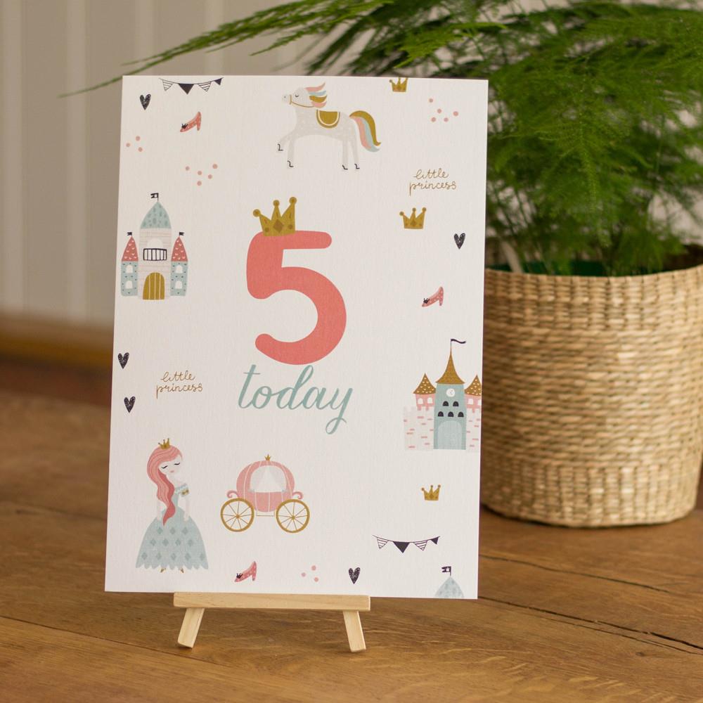 little-princess-age-5-birthday-sign-and-easel|LLSTWPRINCESS5A4|Luck and Luck| 1