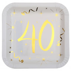 white-and-gold-40th-party-pack-with-plates-napkins-and-cups|LLGOLD40PP|Luck and Luck|2
