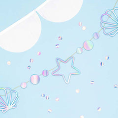 mermaid-iridescent-party-garland-bunting-starfish-and-seashells|GL14-017|Luck and Luck|2