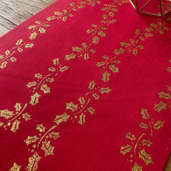 christmas-red-velvet-and-gold-holly-table-runner-28cm-x-3m|94205|Luck and Luck| 3