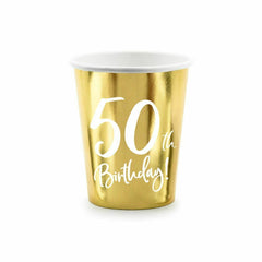 50th-birthday-gold-paper-party-cups-decorations-x-6|KPP7350019M|Luck and Luck|2